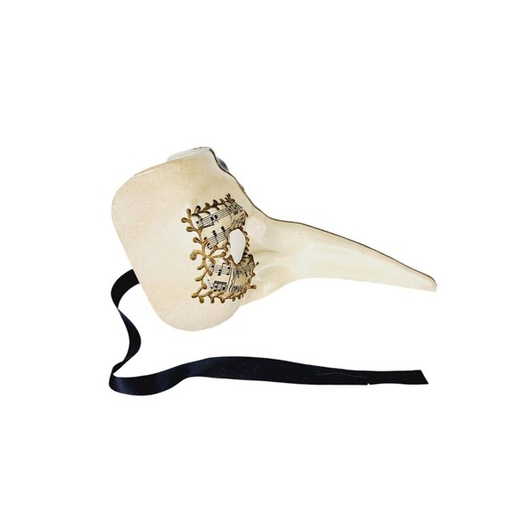 Vintage Long Nose 24kt Gold Sheet Music Venezia Italy Masquerade Face Mask - Picture 6 of 11